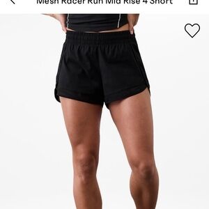 Athleta Mesh Racer Run 4 inch Shorts- mid rise